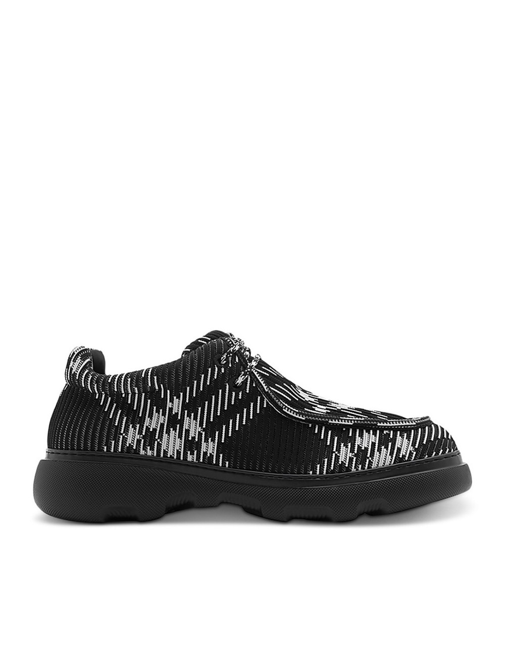 Burberry Creeper Check Woven Lace Up Boots Black Made in Italy, NWT, EU Size 44